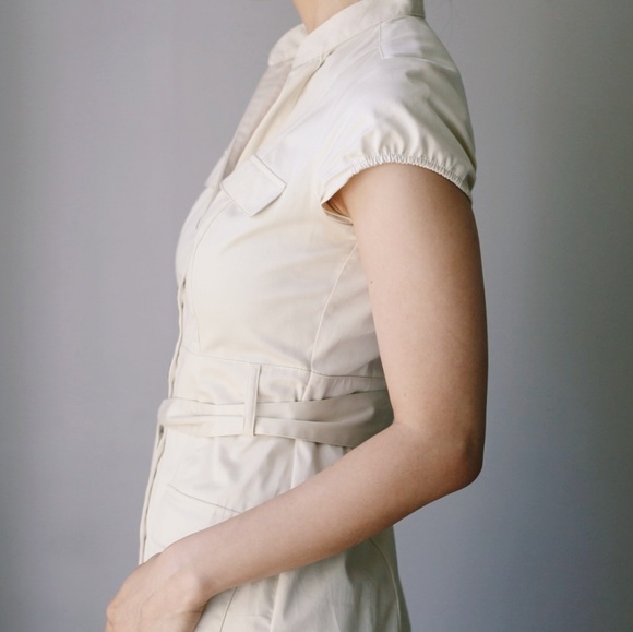 Light Beige Belted Safari/Cargo Dress - Picture 2 of 4